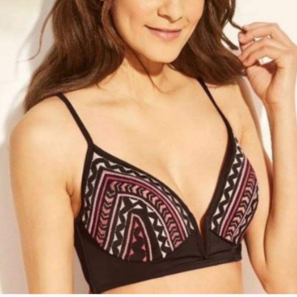 Shade Shore Embroidered Bikini Top NWT